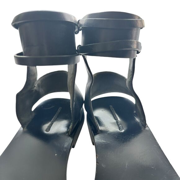 Alexander Wang Alec Ankle Cuff Black Leather flat sandals 39.5 US 8.5 - Picture 5 of 10